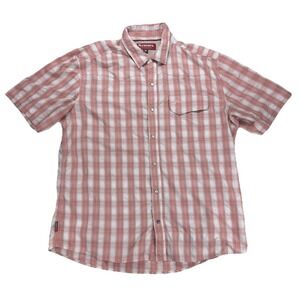 Simms Fishing‎ Shirt Vented Men's XL Plaid Red Button Up Short Sleeve